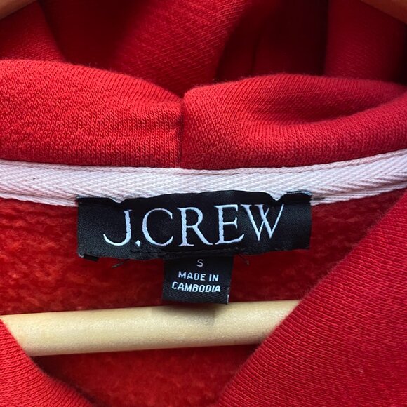 J.Crew Heritage Fleece Hoodie Sweatshirt Women's Small Red BT723 Pullover - Picture 2 of 5